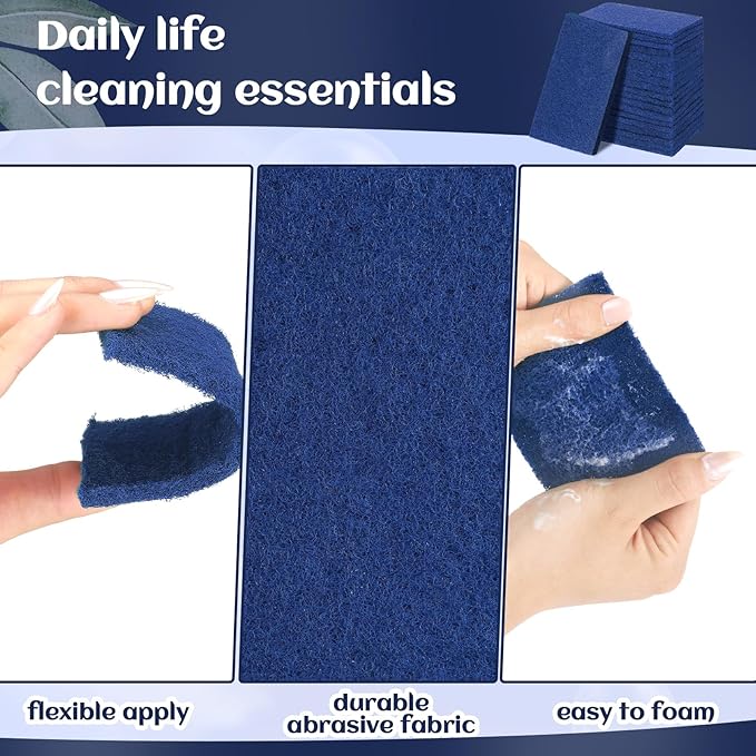 Hoolerry 100 Pcs Heavy Duty Scouring Pads Non Scratch Household Scrub Pads - Image 3