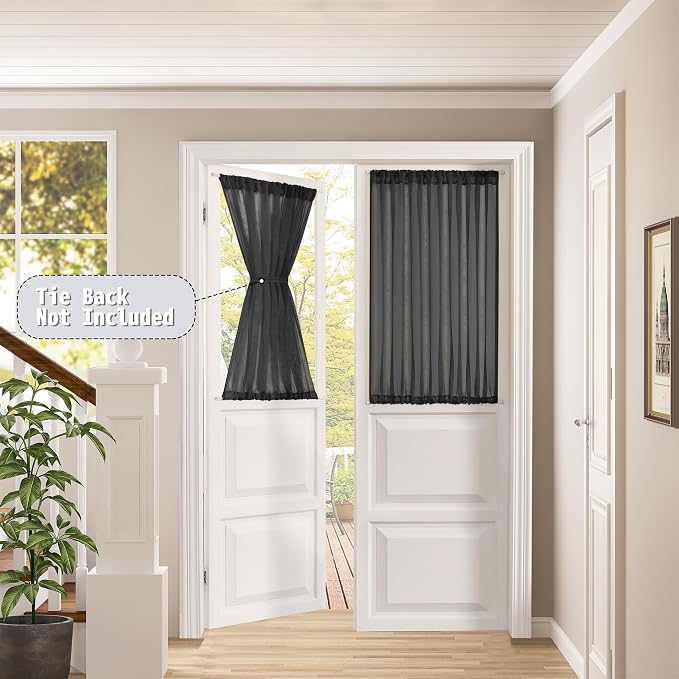 Tollpiz Short Sheer Door Curtain Closet Linen Textured Curtain Sheers Doorway - Image 2