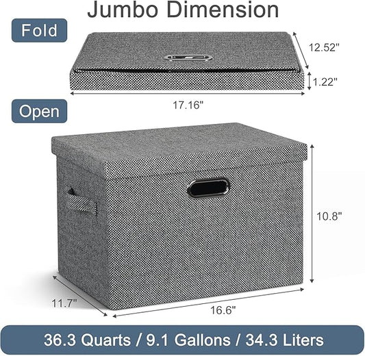 Large 17" 36 Quart Collapsible Stackable Storage Bins - Image 2