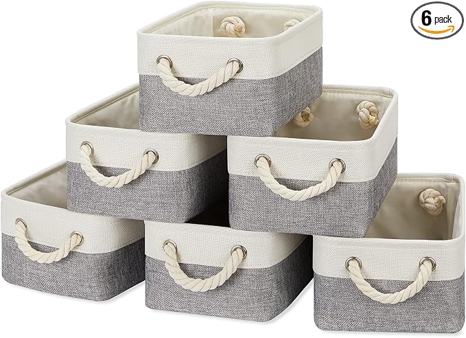 Temary Small Storage Baskets for Organizing 6Pcs Small Storage Bins, Decorative by TEMARY