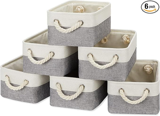 Temary Small Storage Baskets for Organizing 6Pcs Small Storage Bins, Decorative by TEMARY