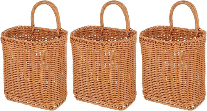 Handmade Woven Wall Hanging Basket 13X6X13 Inch Multifunctional Storage Container for Kitchen Bathroom Garlic Vegetable Organizer