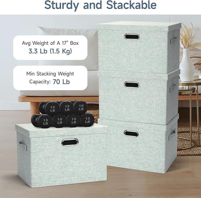 Large 17" 36 Quart Collapsible Stackable Storage Bins - Image 3