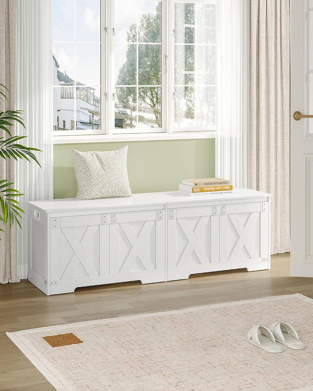 Hzuaneri 59" Modern Farmhouse Storage Chest and Bench | 70 Gal | 330lb Seat