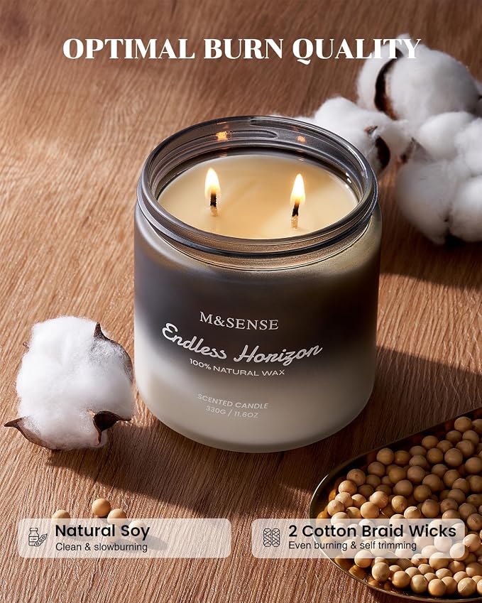 M&SENSE Cedar Ginger Men Scented Candles, 11.6oz 2 Wick All Natural Soy Wax - Image 3