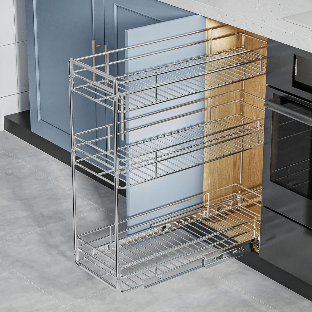 ROOMTEC 3-Tier Pull Out Cabinet Organizer for Narrow Cabinet (5.5" W X 2...