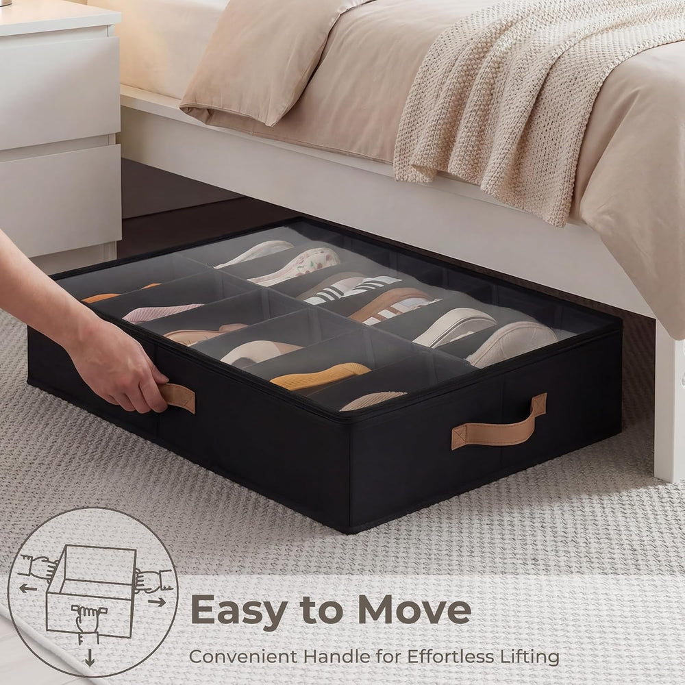 StorageWorks 2-Pack 24-Pair Underbed Shoe Organizer for Closet, Black