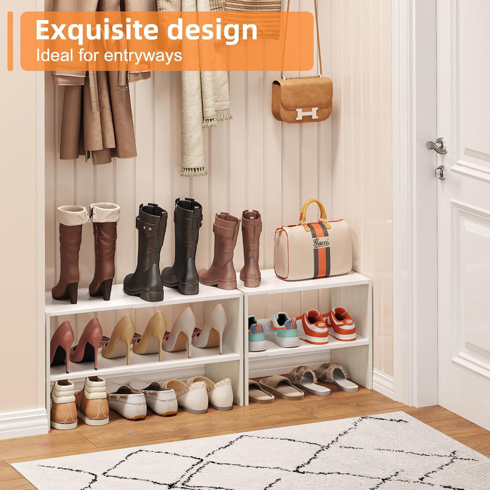 X-cosrack 2 Pack 2-Tier Shoe Rack Organizer for Closet, Expandable and Adjust...