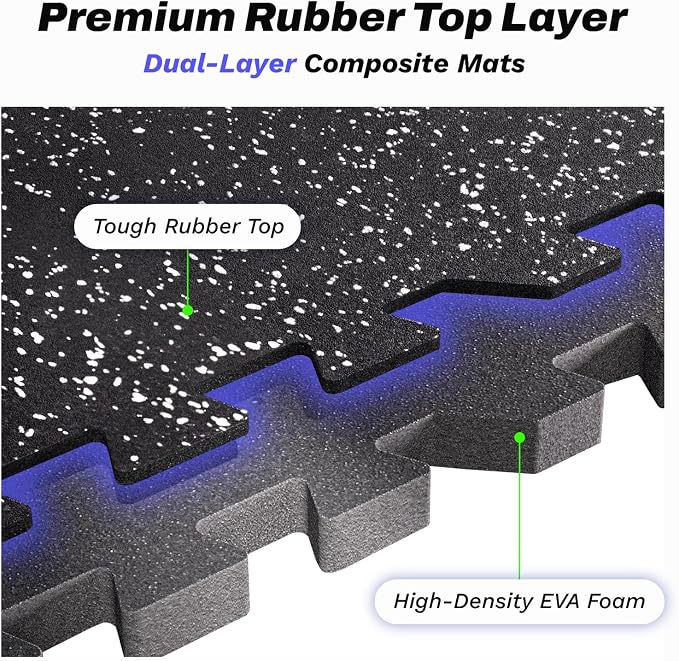 AIRHOP 0.56in Thick 48 Sq Ft Exercise Equipment Mats, 12 Tiles Upgraded Rubber - Image 2