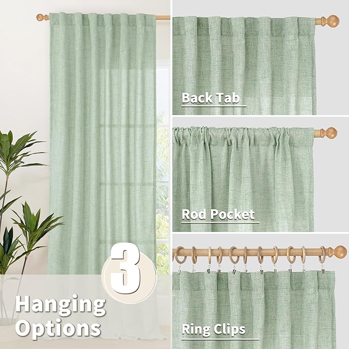 YoungsTex Sage Green Curtains 72 Inch Length - Image 6