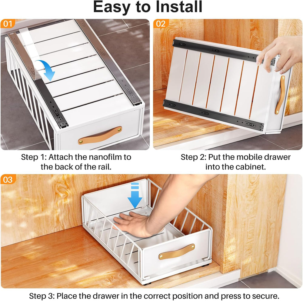 4Pack Pull out Cabinet Organizer,Heavy Duty Slide out Pantry Shelves Drawer S...
