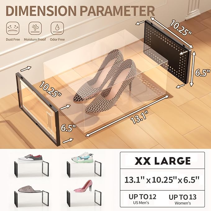 12 Pack XX Large Shoe Organizer Storage Boxes - Image 6