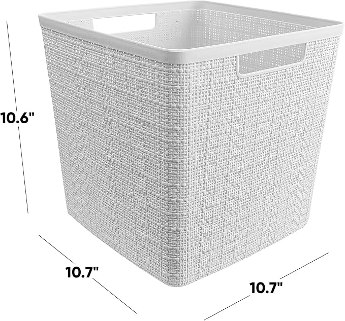 Curver Jute Decorative Plastic Organization and Storage Basket Perfect Bins - Image 2