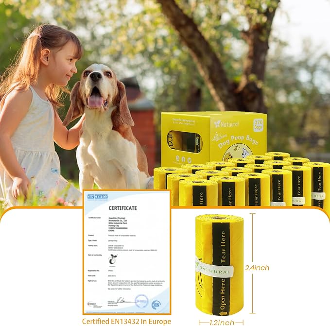 Certified Compostable Dog Poop Bags-270 Bags 18Rolls, Poop Bags - Image 6
