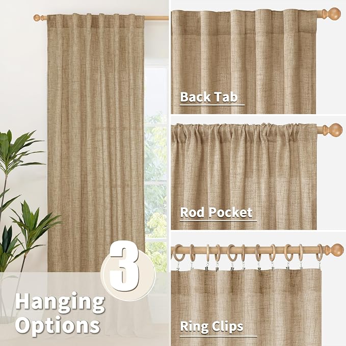 YoungsTex Toffee Linen Curtains 72 Inch Length - Image 5