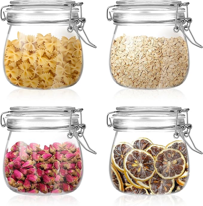 Glass Food Storage Jars with Airtight Lids 13 oz Round 4 Pack Kitchen Storage - Image 8