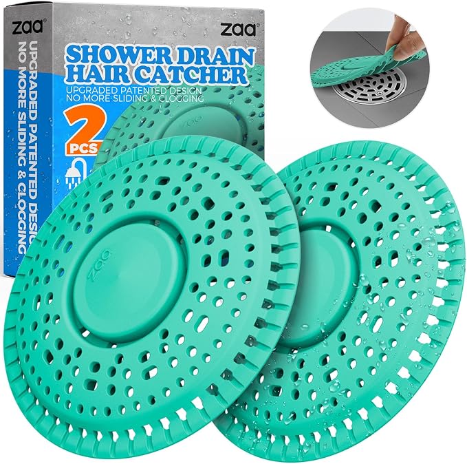 zaa Shower Drain Hair Catcher, 2 Pack Premium Silicone Drain Protector & Shower by zaa