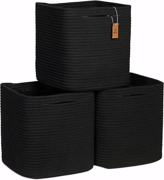 NaturalCozy Storage Cubes 11 Inch Cotton Rope Woven Baskets by NaturalCozy