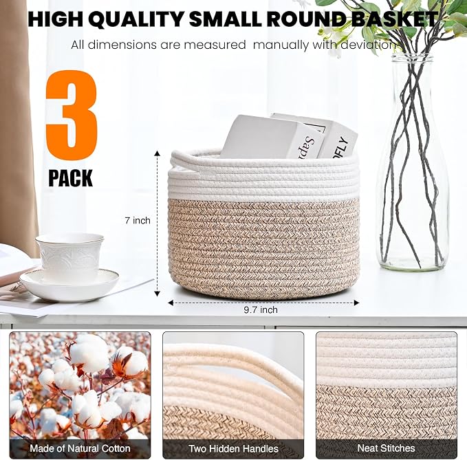 Small Storage Baskets for Organizing, Organizer Baskets for Shelves, Small - Image 3