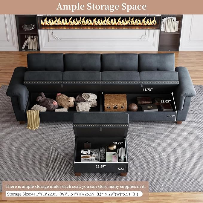 JAMFLY 108" Modular Sectional Sofa - Image 4