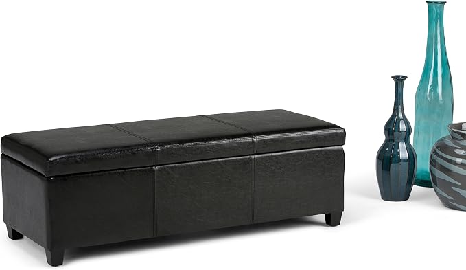 SIMPLIHOME Avalon 48 inch Wide Contemporary Rectangle Storage Ottoman Bench in - Image 3