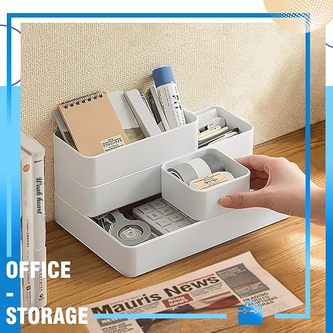 11-Piece Stackable Drawer Organizer Set, Stationery, Utensils in Bathroom - Image 8