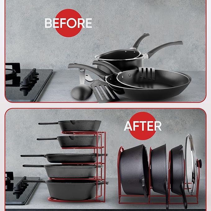 Heavy-Duty Pots and Pans Organizer | 5-Tier Cookware & Lid Storage Rack | - Image 6