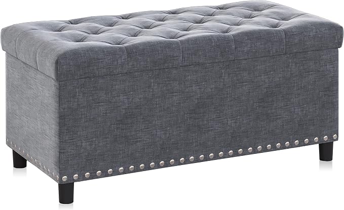 BELLEZE 35" Tufted Ottoman, Storage Bench - Image 6