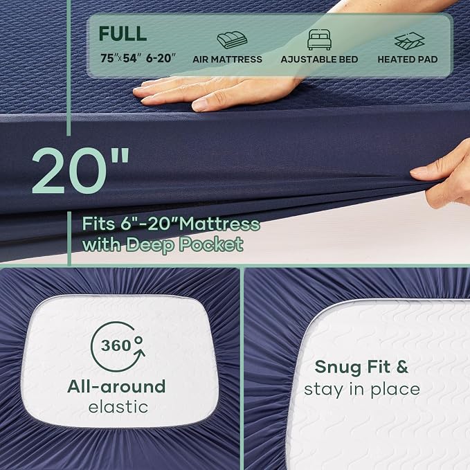 OhGeni 100% Waterproof Mattress Protector, Full Size Mattress Pad, Fits 6"-20" - Image 2