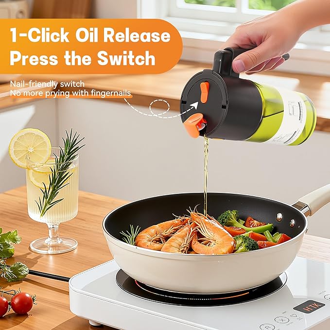 Upgrade 2 in 1 Oil Sprayer for Cooking, 17oz Light-Blocking Glass Olive Oil - Image 4