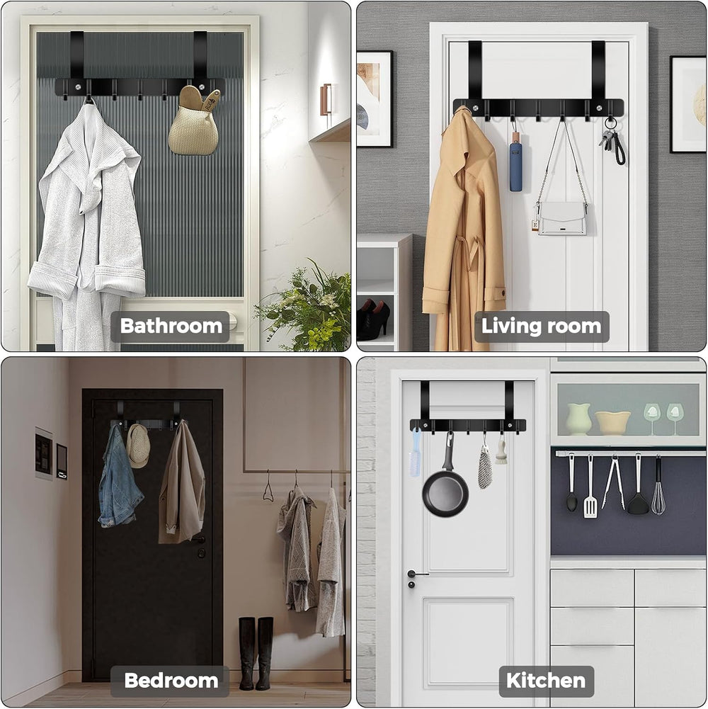 Over Door Hooks, 2 Packs Heavy Duty Over Door Hanger with Rust Resistant Fini...