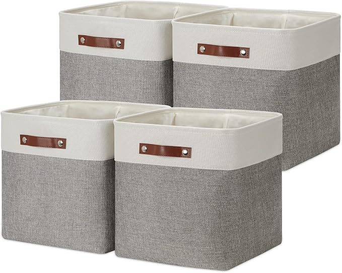 DULLEMELO 13 inch Fabric Storage Cubes 4 Pack Foldable Baskets/Bins by DULLEMELO