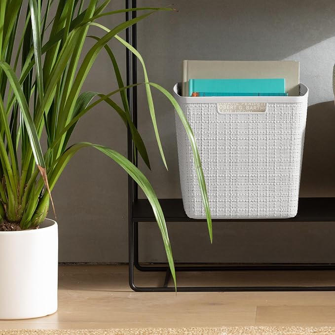 Curver Jute Decorative Plastic Organization and Storage Basket Perfect Bins