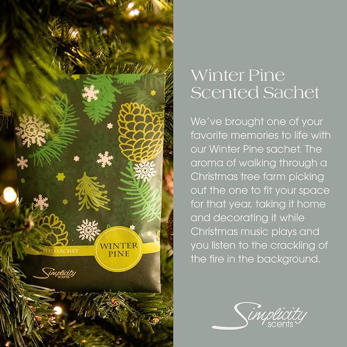 Simplicity Scents Winter Pine Scented Sachets Pack of 6, Fall & Winter - Image 2