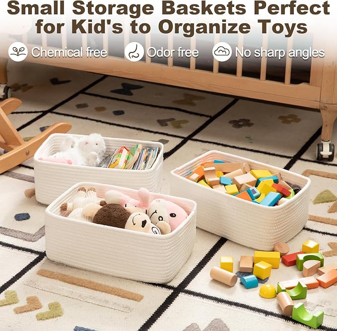 3 Pack Small Storage Baskets for Organizing, Cute Woven Decorative Gift Baskets - Image 3