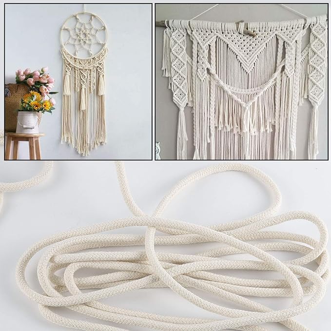 ZOENHOU 164 ft 1/4 in Natural Cotton Rope - Image 4