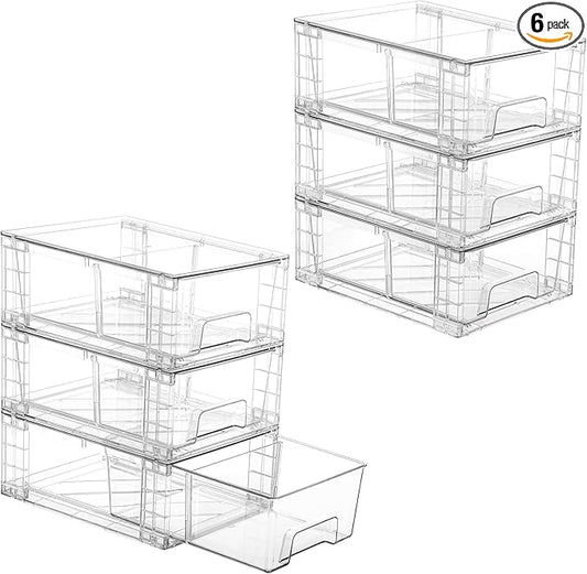 Vtopmart 6 Pack Stackable Storage Drawers, Easily Assemble Containers by Vtopmart