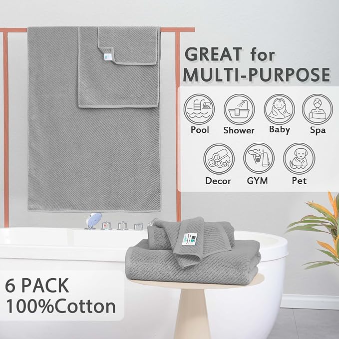 VOOVA & MOVAS Grey Bathroom Towel Sets - Image 3