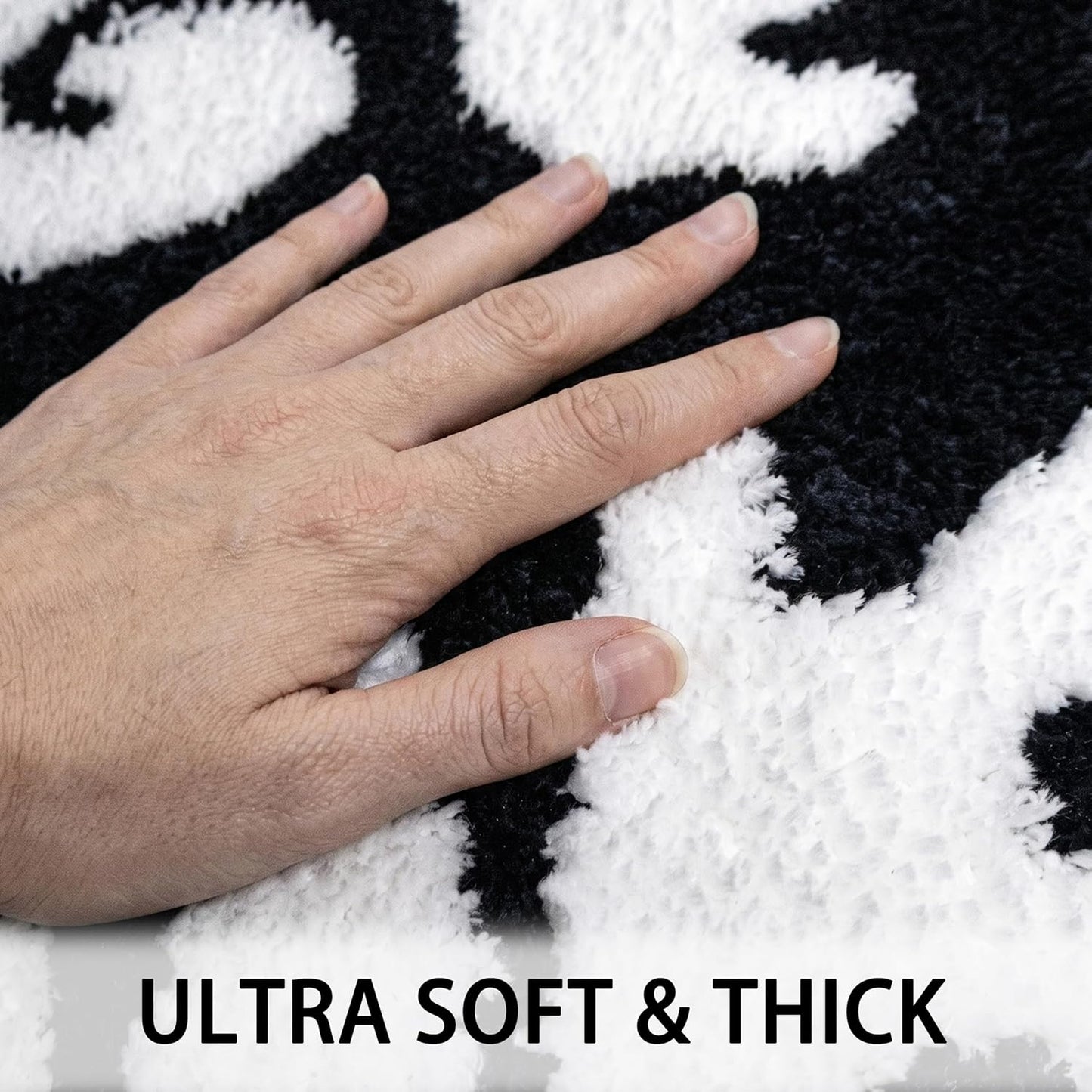 Black and White Get Naked Bath Mat 20"x32" – Non-Slip, Quick Absorbing Bathroom Rug, Funny Bathroom Decor for Home, Machine Washable & Easy Clean with Unique Letter Design (Black)
