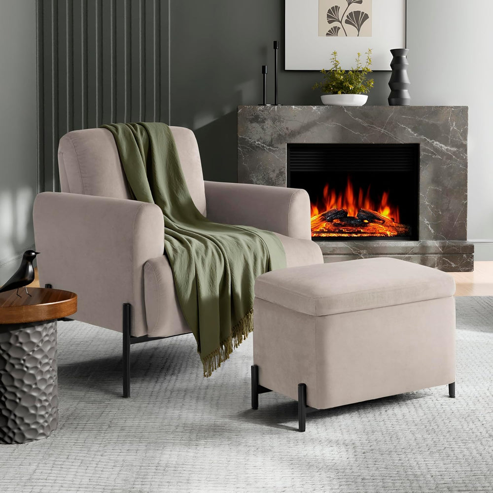 Studio Living® Connor 24" Small Storage Ottoman, Modern Boho, Matte Blac...