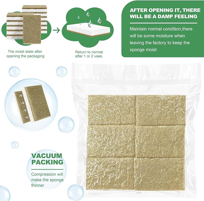 Natural Kitchen Sponges, 12 Pack Non-Scratch Sponge - Image 5