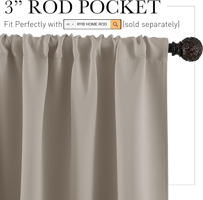 RYB HOME Room Darkening Curtains - Image 3