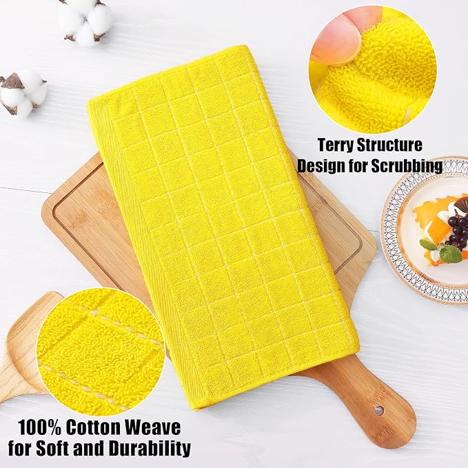 Homaxy 100% Cotton Terry Kitchen Dish Cloths, Ultra Soft and Absorbent Dish - Image 2