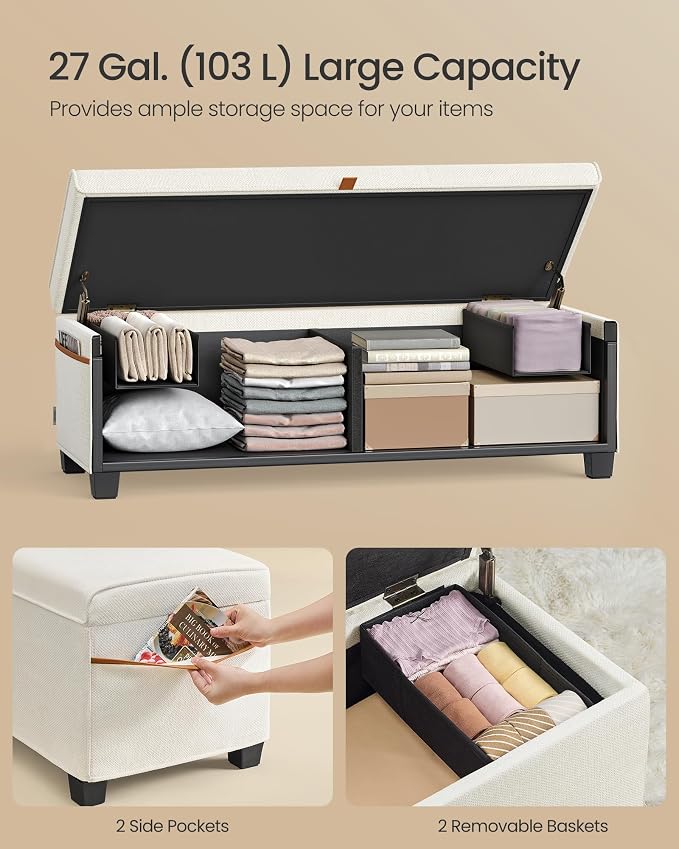 SONGMICS Storage Ottoman Bench, Storage Chest, 15.7 x 43.3 x 15.7 Inches - Image 5