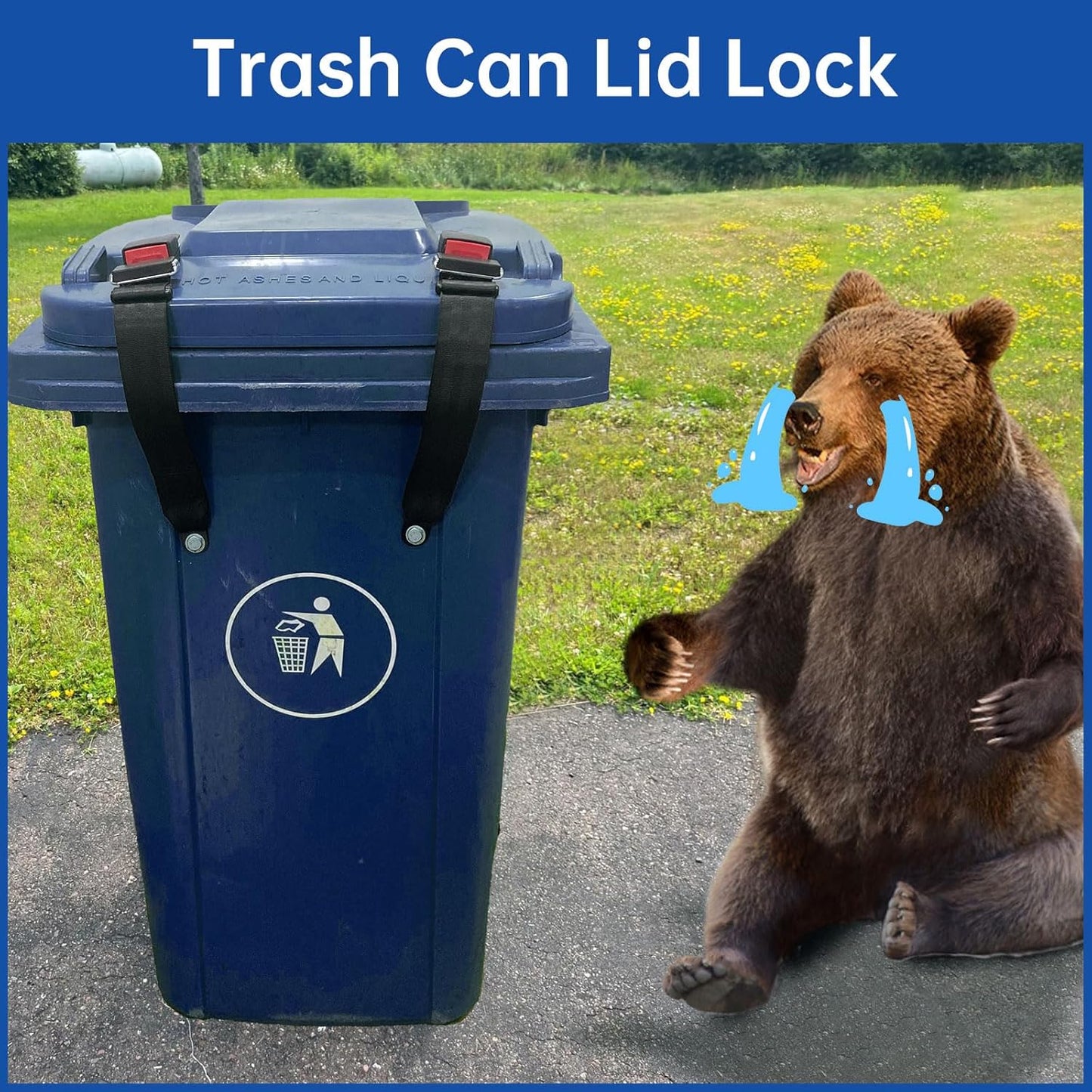 Bear Proof Trash Can Lid Lock, Raccoon Proof Garbage Can Strap (Metal Enhanced Version)