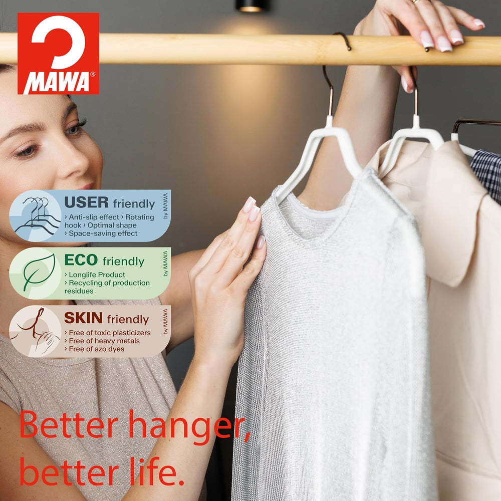 MAWA by Reston Lloyd Silhouette Series Non-Slip Space Saving Clothes Hanger w...