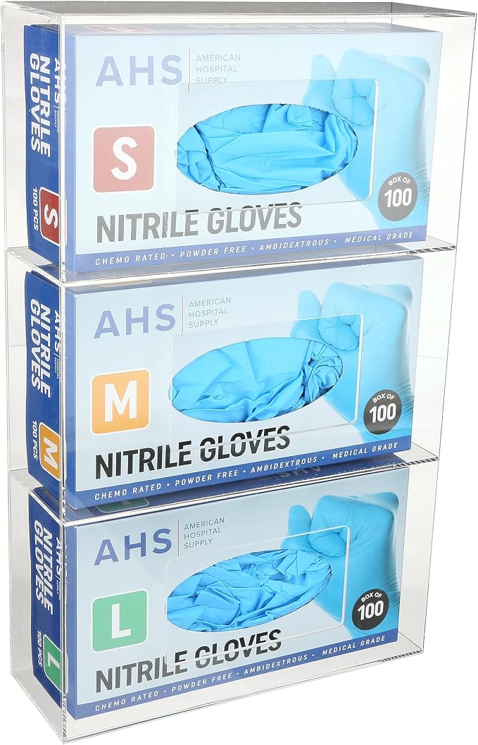 AMERICAN HOSPITAL SUPPLY Wall-Mount Triple Glove Dispenser | Clear Acrylic by AHSAMERICANHOSPITALSUPPLY