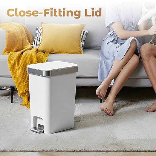 Small Bathroom Trash Can with Lid Soft Close, 10 Liter/2.6 Gallon Slim Garbage - Image 3