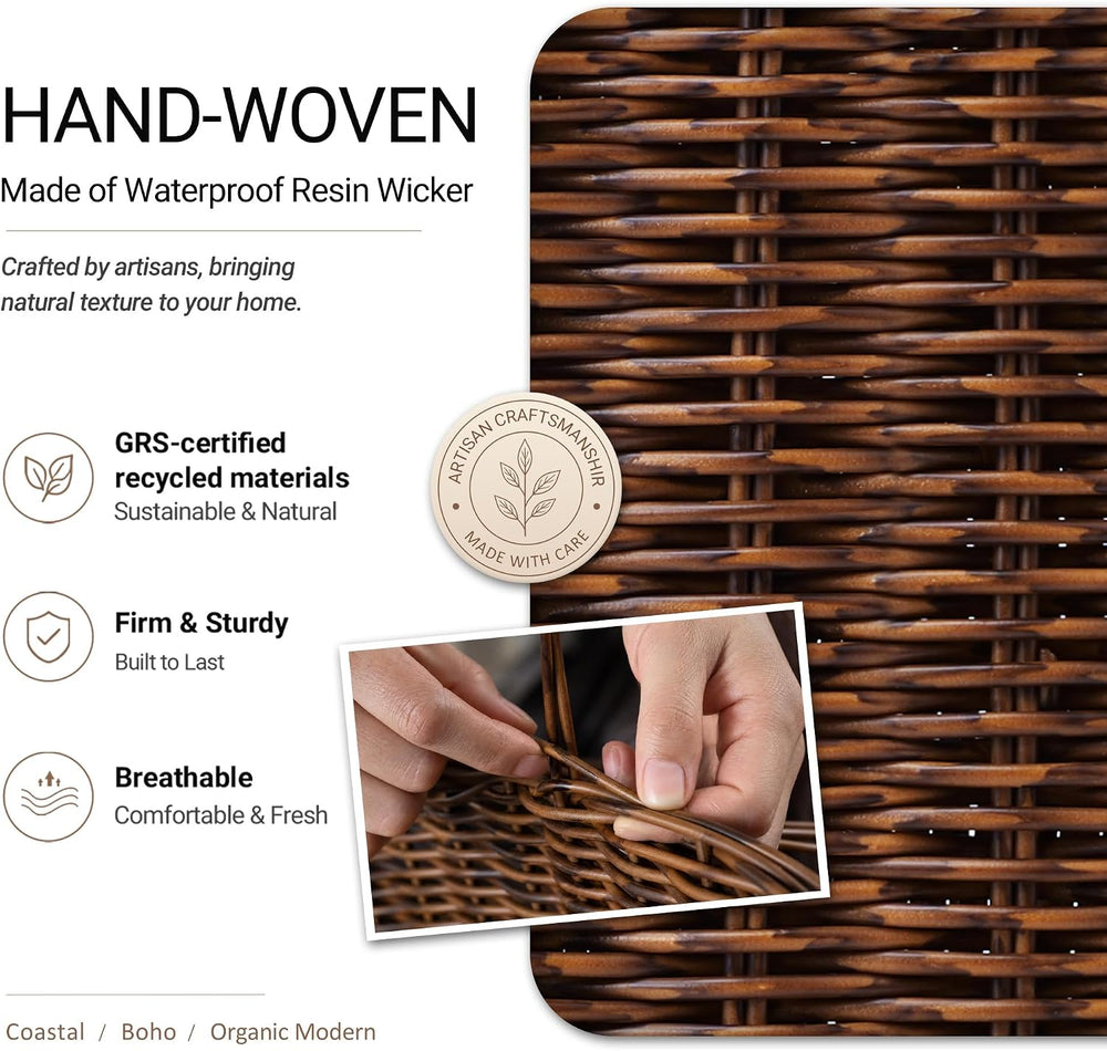 Pantry Baskets for Organizing,Wicker Storage Bins, 3Pack, Brown