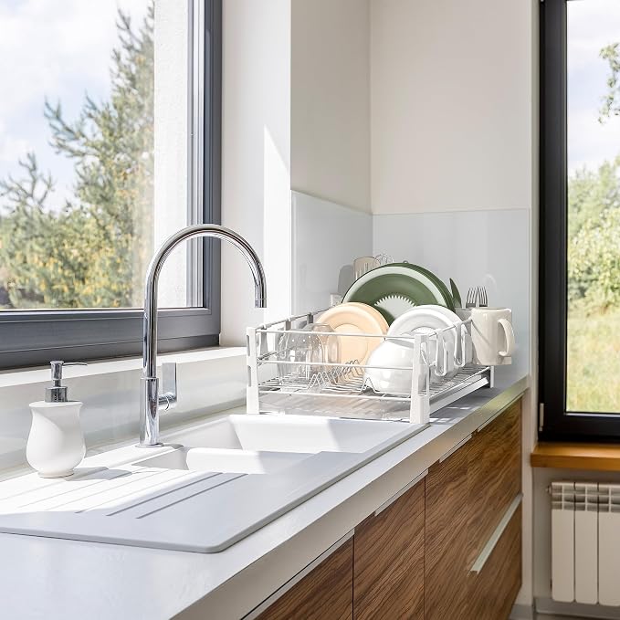 SIMPLE HOUSEWARE White Dish Drying Rack - Image 7